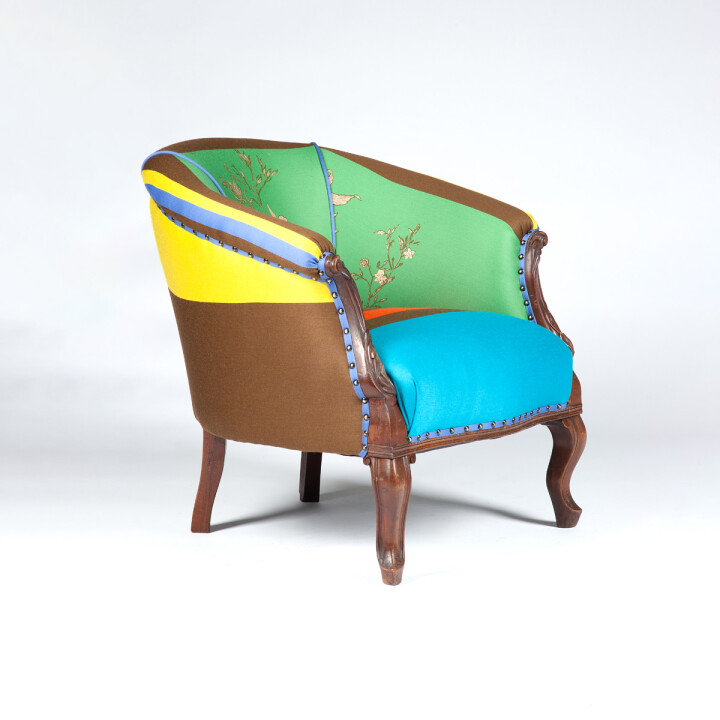 Custom Birdbranch Stripe Tub Chair