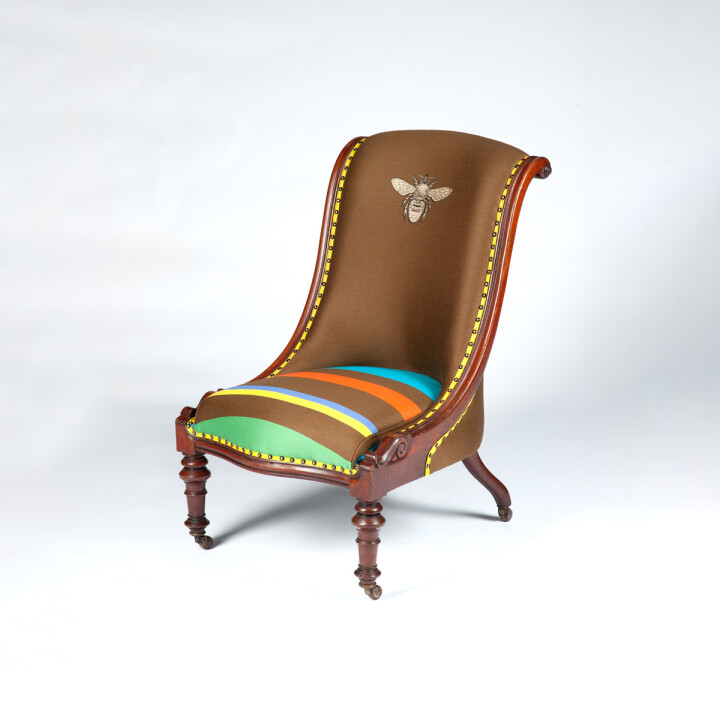 Custom Honey Bee Stripe Slipper Chair