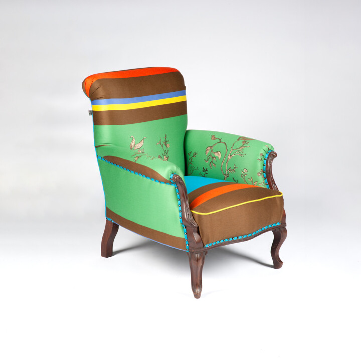 Custom Birdbranch Stripe Armchair