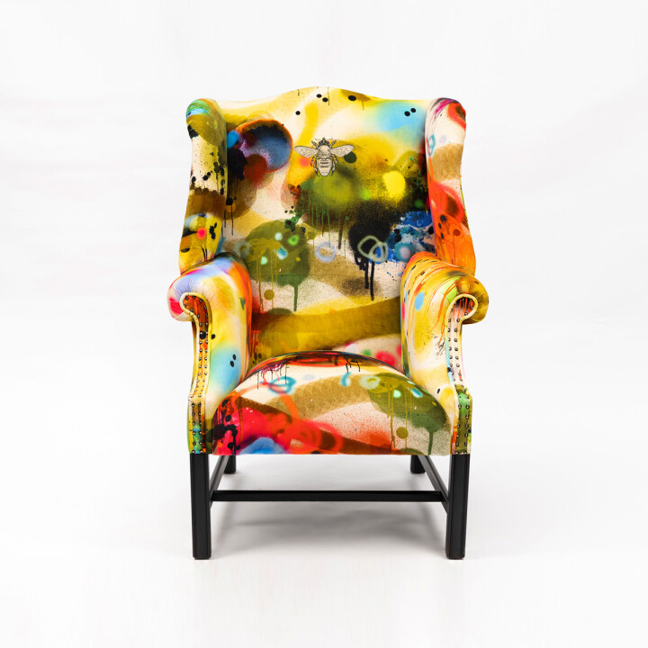 Graffiti Velvet Wingback