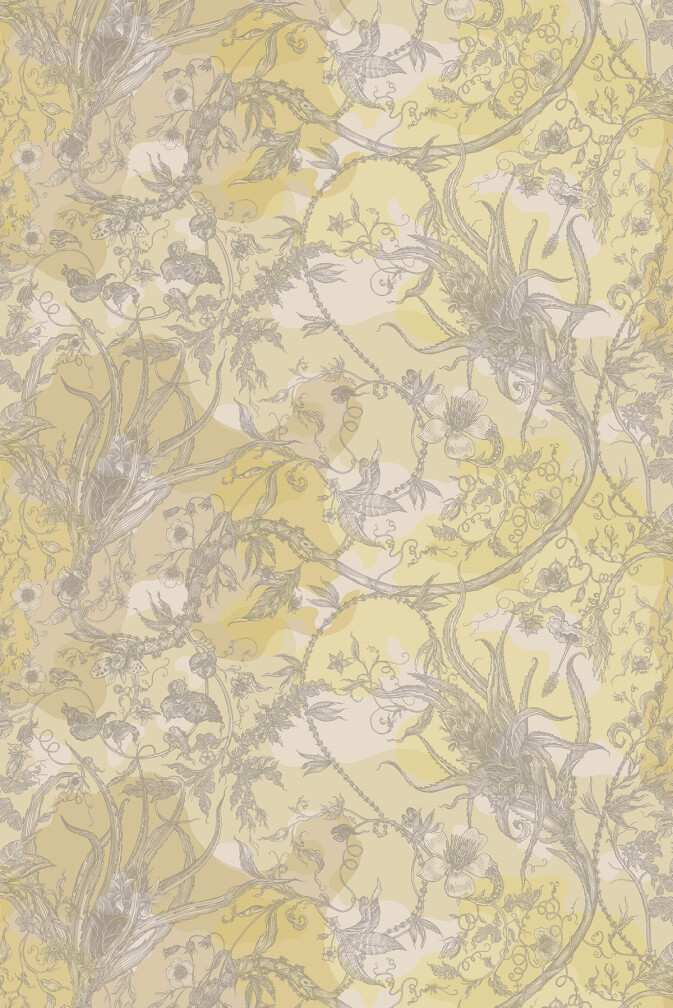 Spikey Ginger Camo Faux Suede Wallpaper