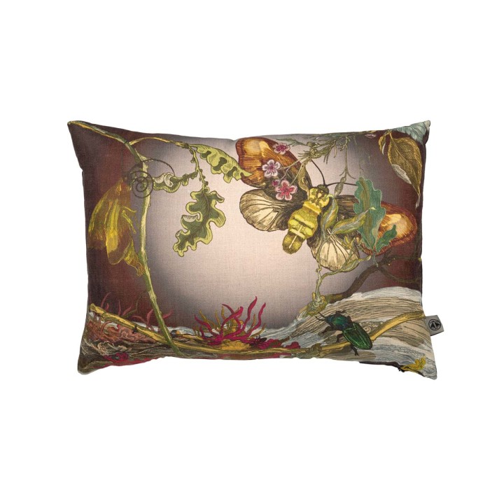 Moth Noir Linen Cushion