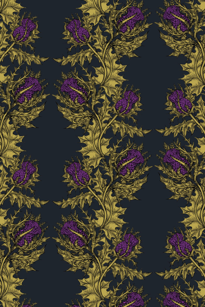 Grand Thistle Hand Printed Wallpaper