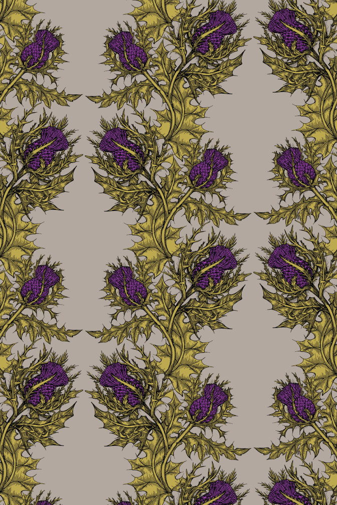 Grand Thistle Hand Printed Wallpaper / image 1