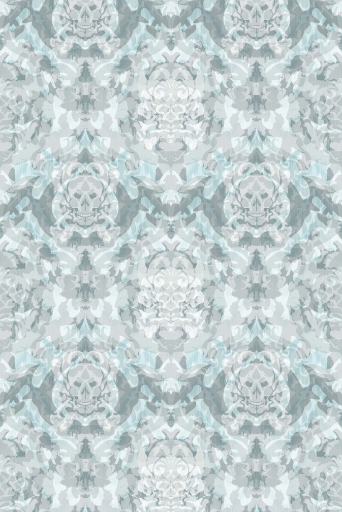 Skull Damask Superwide Wallpaper / image 1