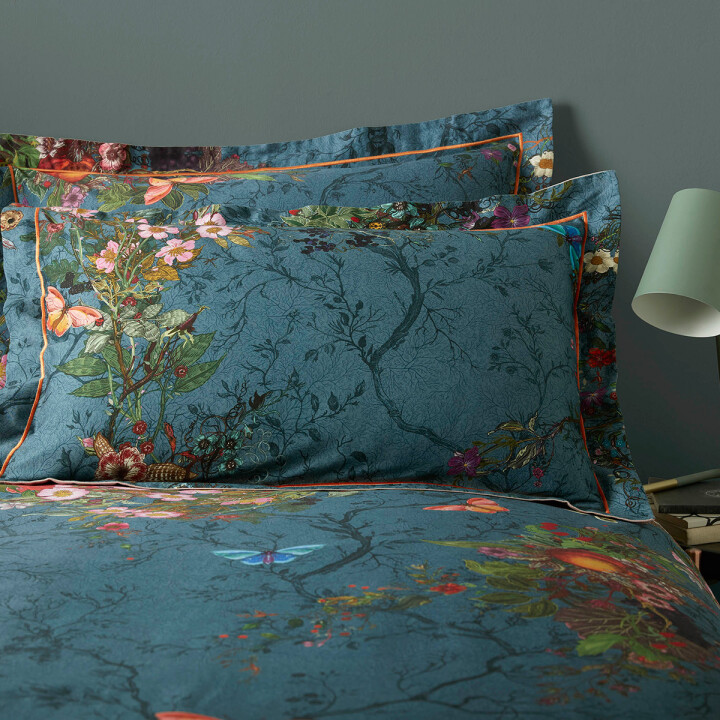 Bloomsbury Garden Teal Oxford Pillowcase Set